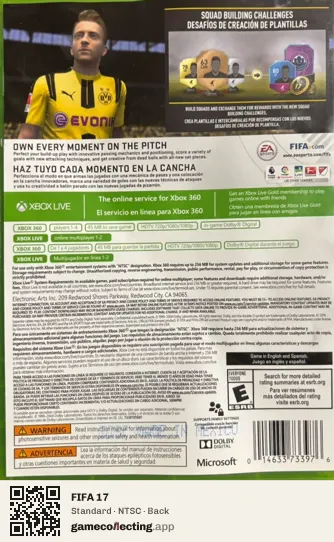 FIFA 17 Xbox 360, NTSC box back