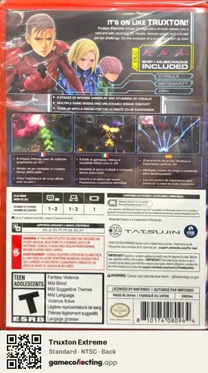Truxton Extreme Nintendo Switch 2, NTSC box back