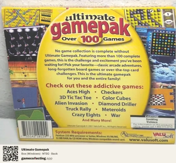 Ultimate Gamepak Computer, NTSC box back