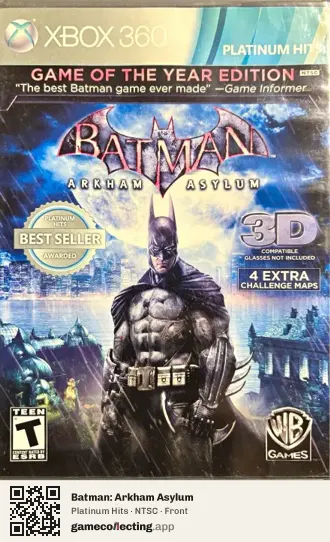 Batman: Arkham Asylum Xbox 360, NTSC box front