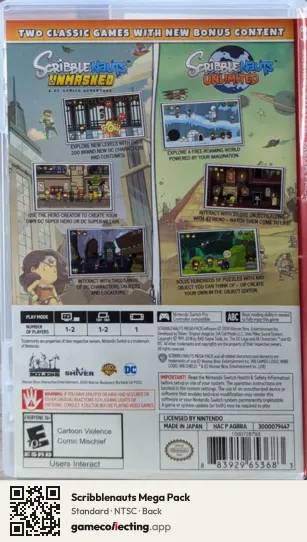 Scribblenauts Mega Pack Nintendo Switch, NTSC box back