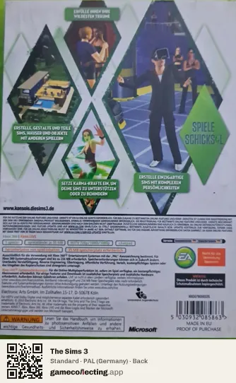 The Sims 3 Xbox 360, Germany box back