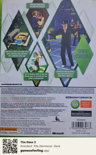 The Sims 3 Xbox 360, Germany box back