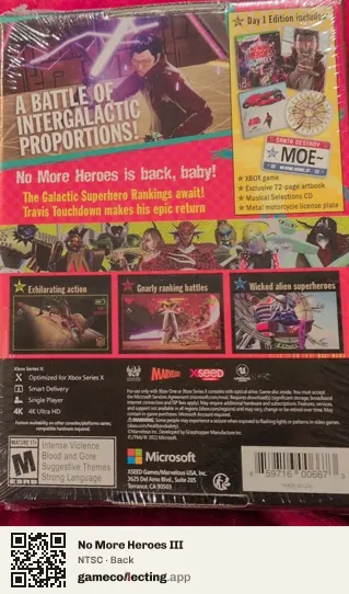No More Heroes III Xbox Series X, NTSC box back