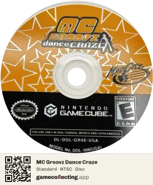 MC Groovz Dance Craze Nintendo GameCube, NTSC disc