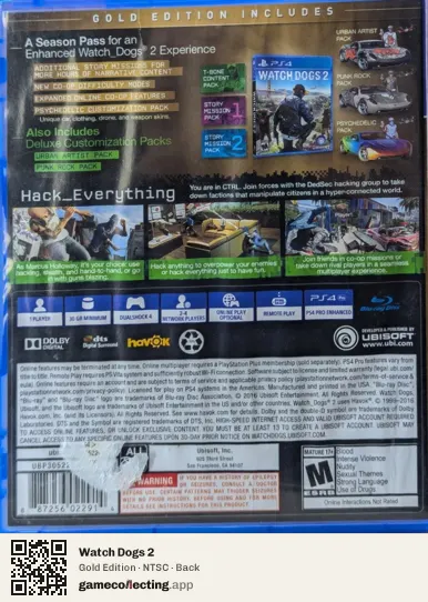 Watch Dogs 2 PlayStation 4, NTSC box back