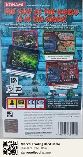 Marvel Trading Card Game PlayStation Portable, PAL box back