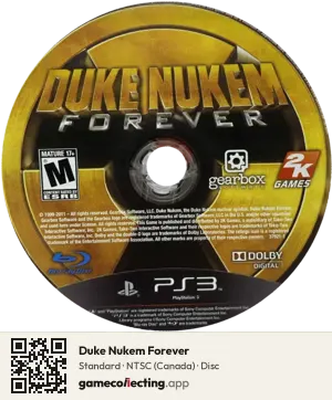 Duke Nukem Forever PlayStation 3, NTSC disc