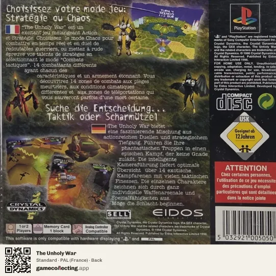 The Unholy War PlayStation, France box back