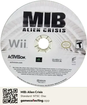 MIB: Alien Crisis Nintendo Wii, NTSC disc