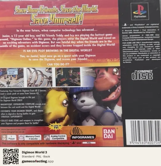 Digimon World 3 PlayStation, PAL box back