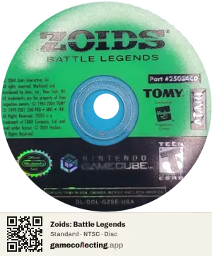 Zoids: Battle Legends Nintendo GameCube, NTSC disc