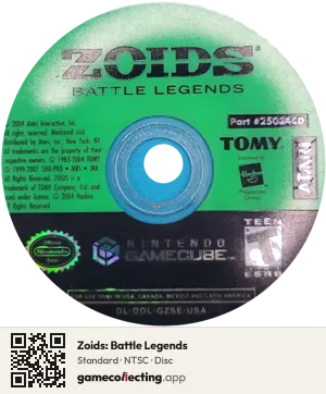 Zoids: Battle Legends Nintendo GameCube, NTSC disc