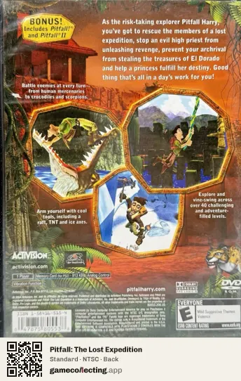 Pitfall: The Lost Expedition PlayStation 2, NTSC box back