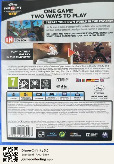 Disney Infinity 3.0 PlayStation 4, PAL box back