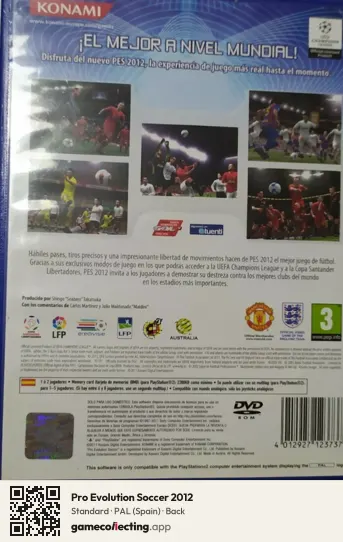Pro Evolution Soccer 2012 PlayStation 2, Spain box back