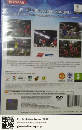 Pro Evolution Soccer 2012 PlayStation 2, Spain box back