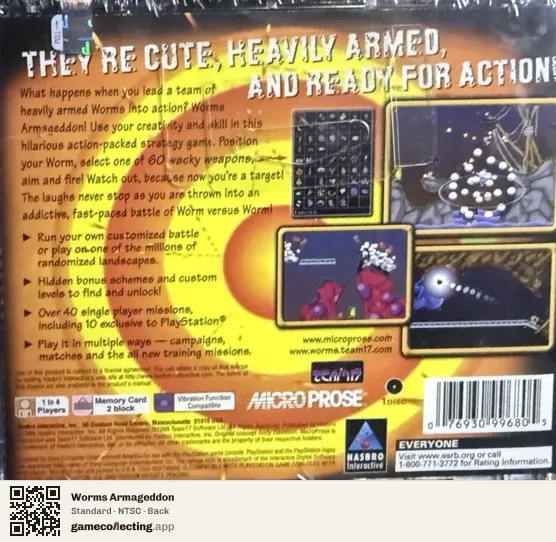 Worms Armageddon PlayStation, NTSC box back
