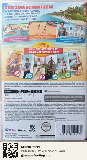 Sports Party Nintendo Switch, Germany box back
