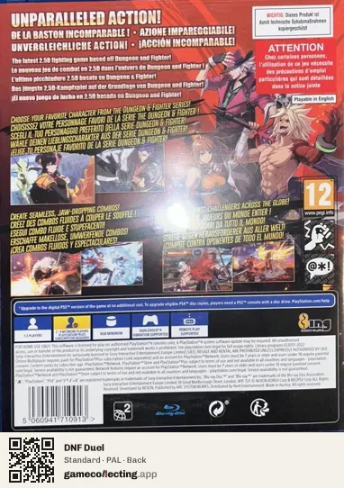 DNF Duel PlayStation 4, PAL box back