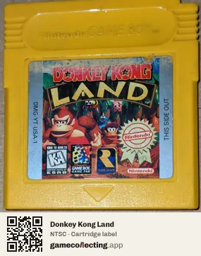 Donkey Kong Land Game Boy, NTSC cartridge label