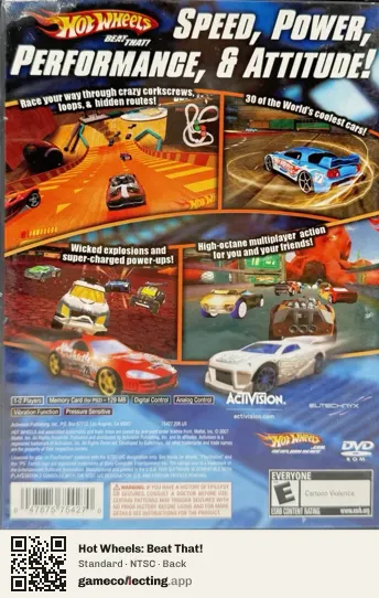 Hot Wheels: Beat That! PlayStation 2, NTSC box back