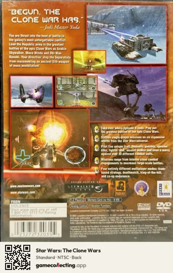 Star Wars: The Clone Wars PlayStation 2, NTSC box back