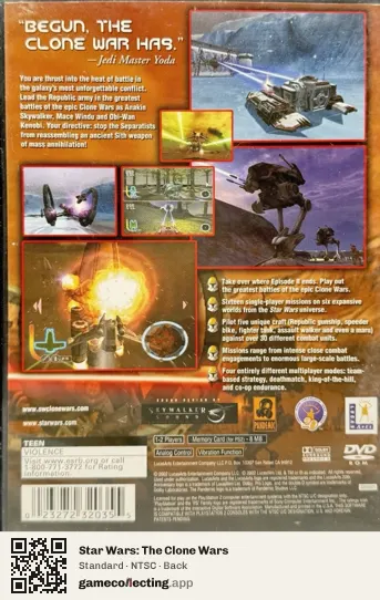 Star Wars: The Clone Wars PlayStation 2, NTSC box back