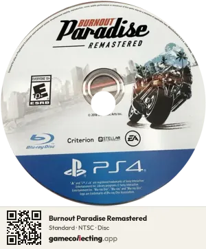 Burnout Paradise Remastered PlayStation 4, NTSC disc