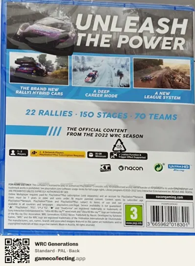 WRC Generations PlayStation 5, PAL box back