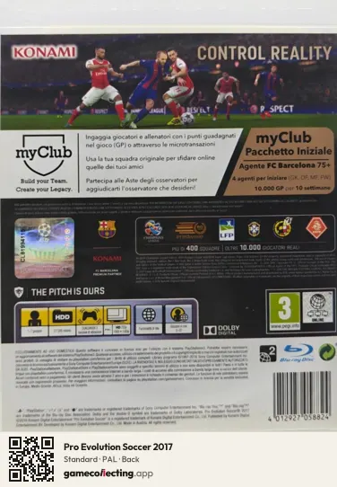 Pro Evolution Soccer 2017 PlayStation 3, PAL box back