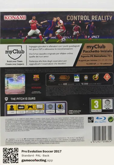 Pro Evolution Soccer 2017 PlayStation 3, PAL box back