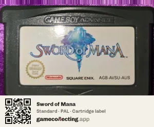 Sword of Mana Game Boy Advance, PAL cartridge label
