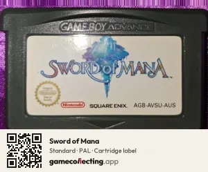 Sword of Mana Game Boy Advance, PAL cartridge label