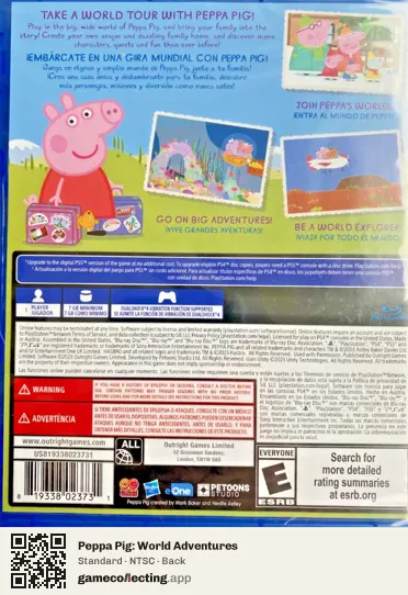 Peppa Pig: World Adventures PlayStation 4, NTSC box back