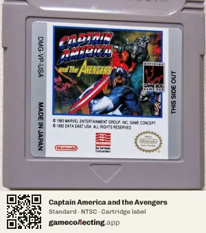 Captain America and the Avengers Game Boy, NTSC cartridge label