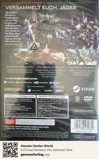 Monster Hunter: World Computer, Germany box back