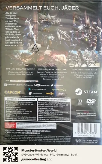 Monster Hunter: World Computer, Germany box back