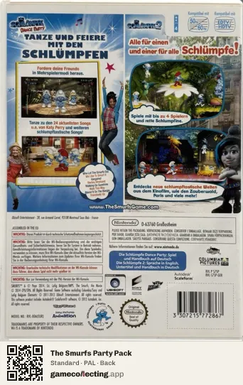 The Smurfs Party Pack Nintendo Wii, PAL box back