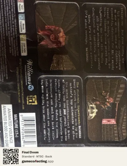 Final Doom PlayStation, NTSC box back