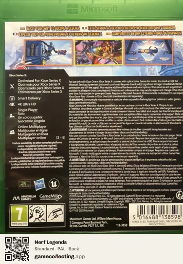 Nerf Legends Xbox Series X, PAL box back