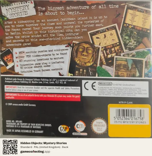 Hidden Objects: Mystery Stories Nintendo DS, United Kingdom box back