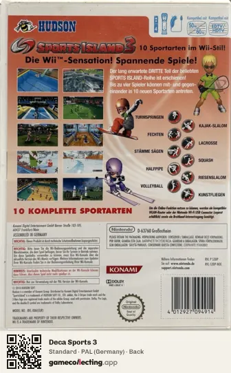 Deca Sports 3 Nintendo Wii, Germany box back