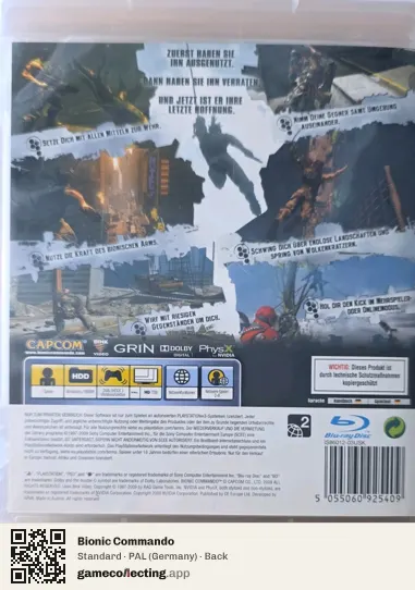 Bionic Commando PlayStation 3, Germany box back