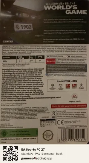 EA Sports FC 27 Nintendo Switch, Germany box back