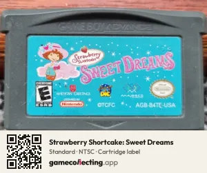 Strawberry Shortcake: Sweet Dreams Game Boy Advance, NTSC cartridge label