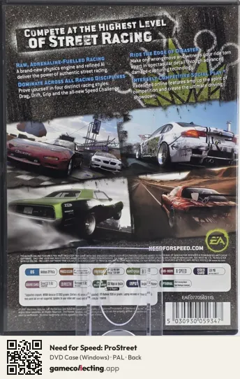 Need for Speed: ProStreet Computer, PAL box back
