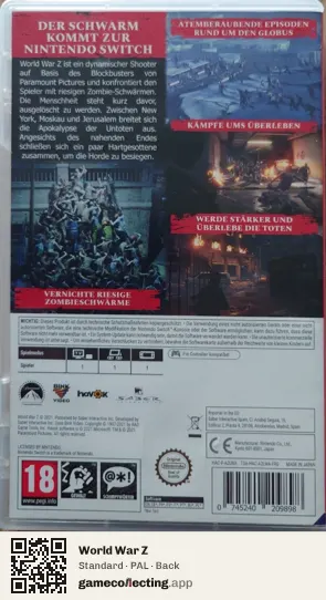 World War Z Nintendo Switch, PAL box back