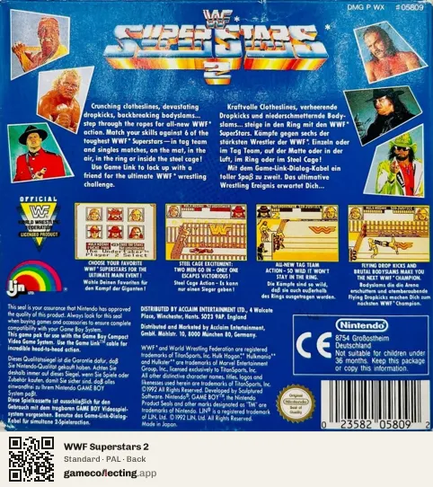 WWF Superstars 2 Game Boy, PAL box back