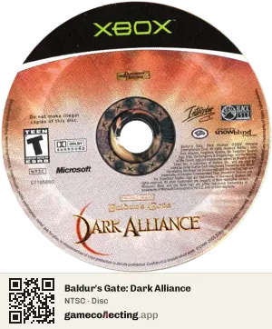 Baldur's Gate: Dark Alliance Xbox, NTSC disc